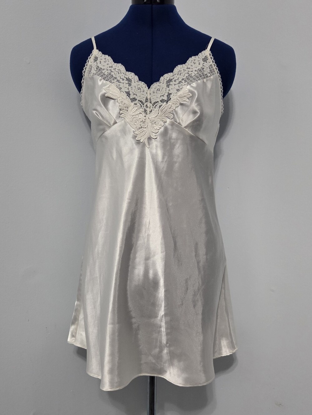 Vintage 90s White Satin Slip Dress Size M